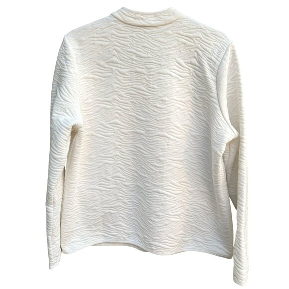 Isaac Mizrahi Live White Animal Texture Quilted Jacket Pockets Button-Up Front L - Picture 5 of 12